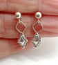 Decorative diamond drop sterling silver earrings - Image 3