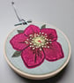 Hellebore mini hoop, handmade embroidered hanging decoration - Image 2