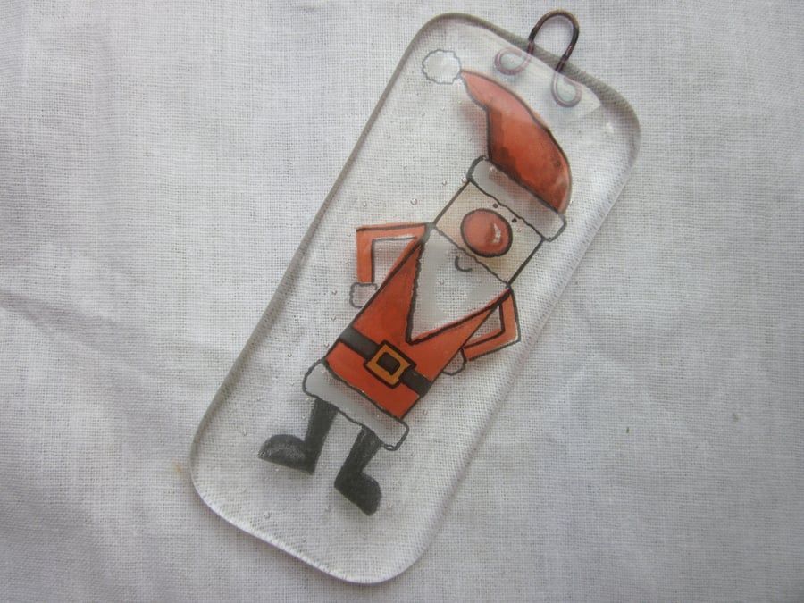  Handmade fused glass decoration or suncatcher - Santa