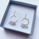 Pastel Aquamarine Gemstone Super Disco Ruffle Silver Circle Earrings