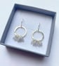 Pastel Aquamarine Gemstone Super Disco Ruffle Silver Circle Earrings - Image 1