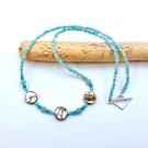 Amazonite Necklace With Abalone Discs & Sterling Silver, Birthday Gifts For Her