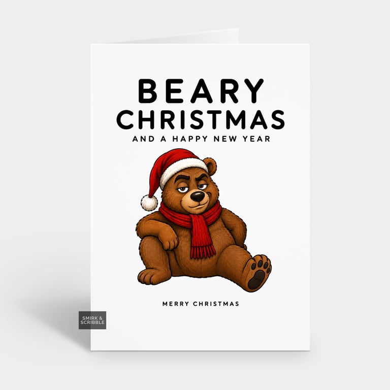 Funny Christmas Card - Brown Bear Pun