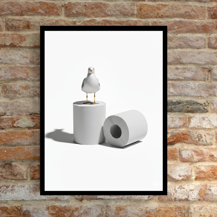 Seagull On a Loo Roll Bathroom Wall Prints