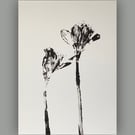 Daffodils Impressions Of Nature Monoprints x 2 OOAK.