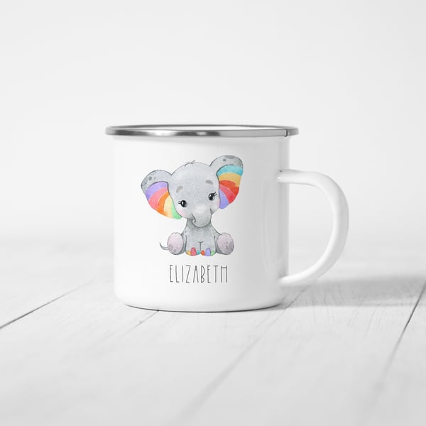 Personalised Elephant Enamel Mug