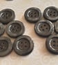 13 16" 20.3mm 32L Mid Grey Polyester broad rim classic Buttons, x 5 - Image 1