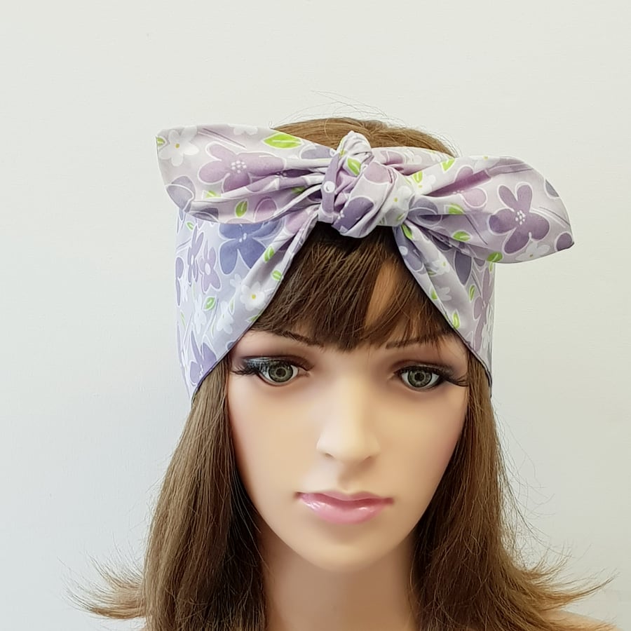 Rockabilly hair tie handmade hair scarf top tie head scarf swing pin up scarf