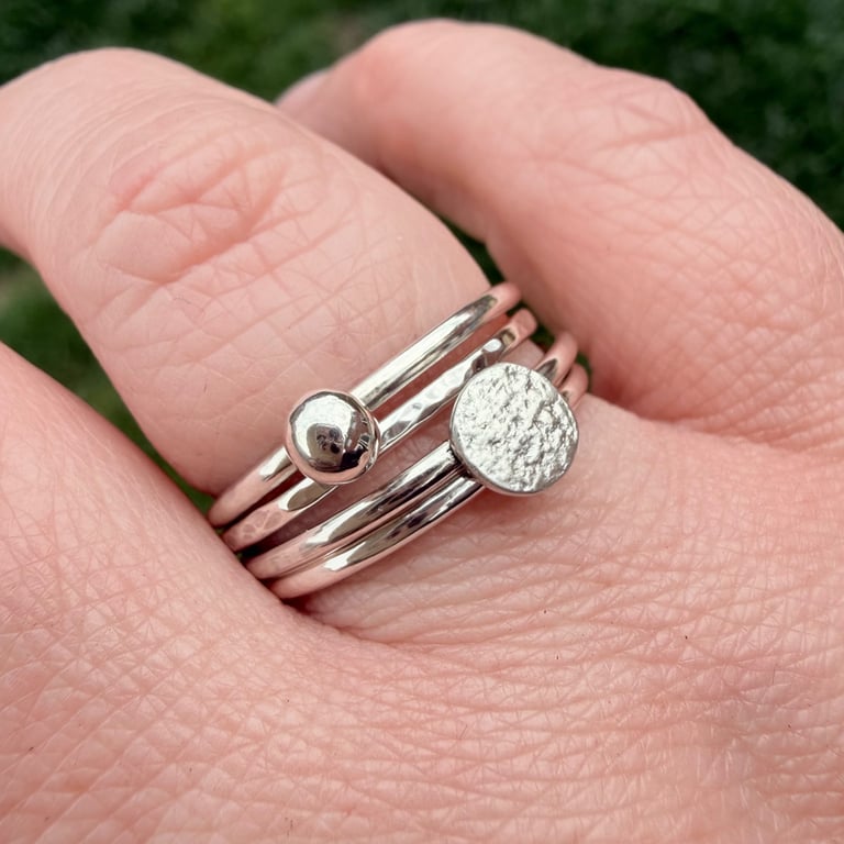 The Complete Contour Stacking Ring Set - Sterling silver ring stack