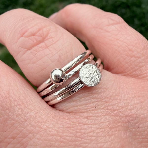The Complete Contour Stacking Ring Set - Sterling silver ring stack