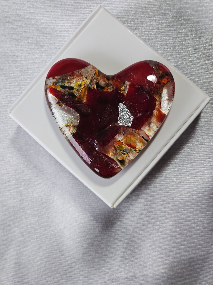 Fused Glass Pocket Heart - Deep red