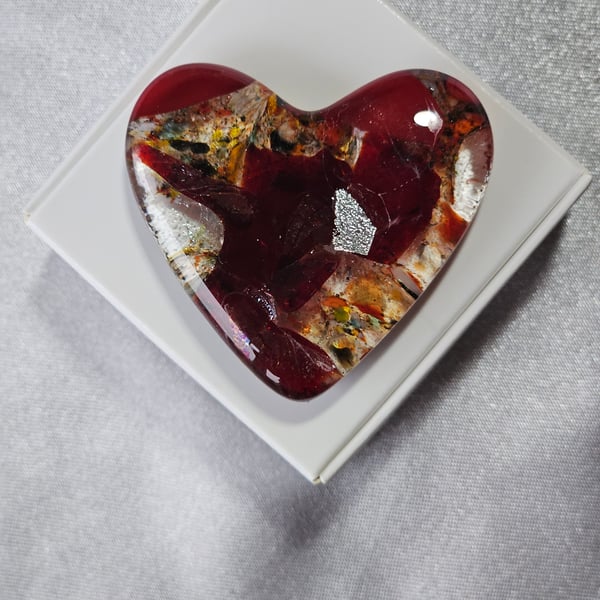 Fused Glass Pocket Heart - Deep red