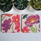 2 wooden coasters Emma Bridgewater cosmos and poppies design housewarming