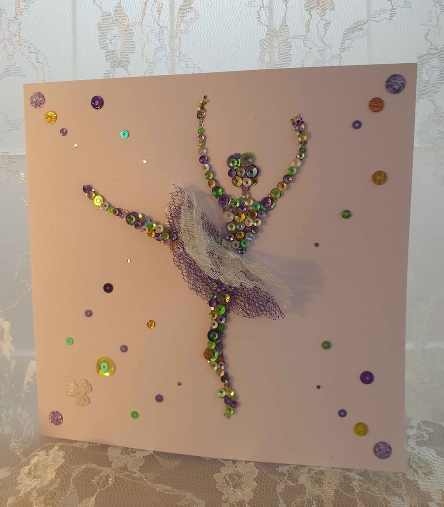 Purple Ballerina in Tutu Blank Greeting Card