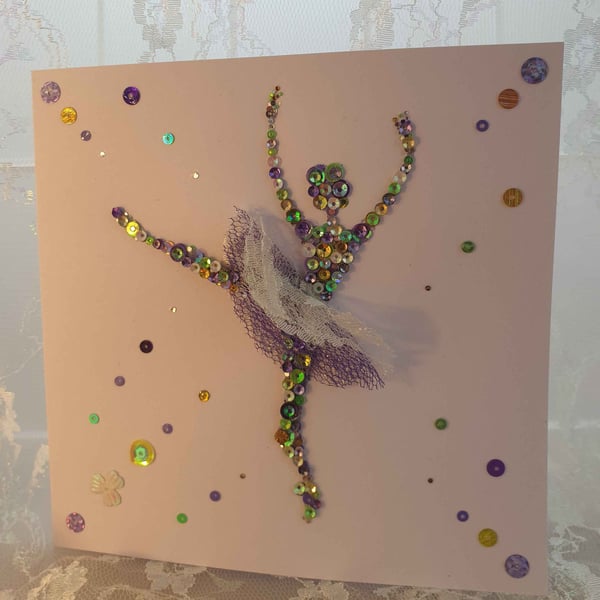 Purple Ballerina in Tutu Blank Greeting Card