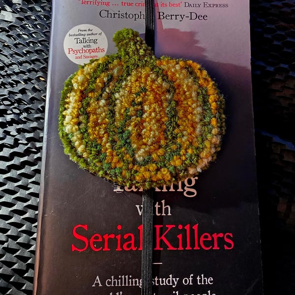 Autumn Halloween pumpkin punch needle bookmark