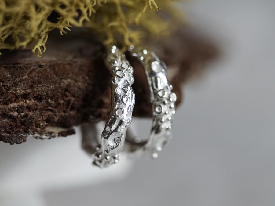 Small Ancient Oak Lichen Hoop Earrings