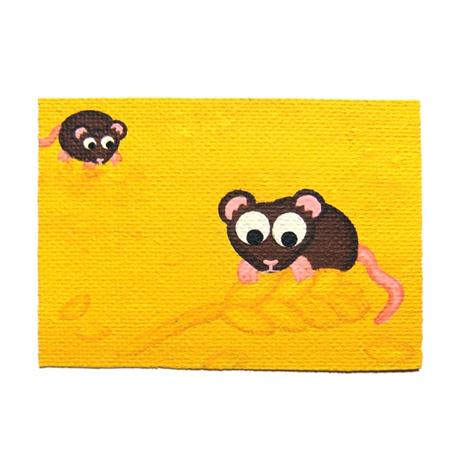 Mice ACEO - small original acrylic art with cute rodents