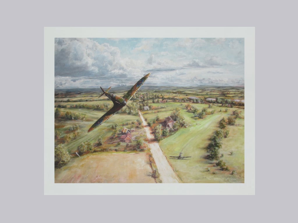 SPITFIRE Aircraft Art Print- Vintage Aviation Battle of Britain- 10"x8" Giclee