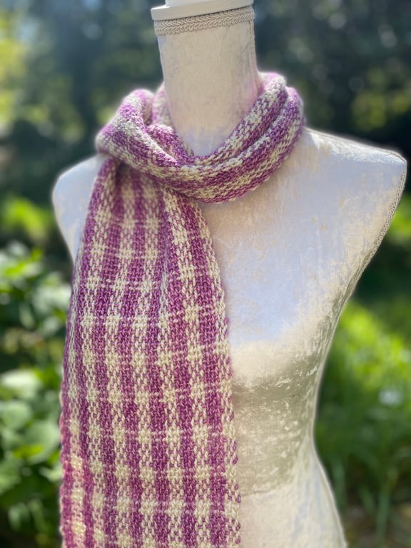 Hand Woven Scarf in Handspun Wensleydale Yarn