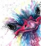 Ostrich Card, A5 blank greeting card with a watercolour ostrich design - Image 2