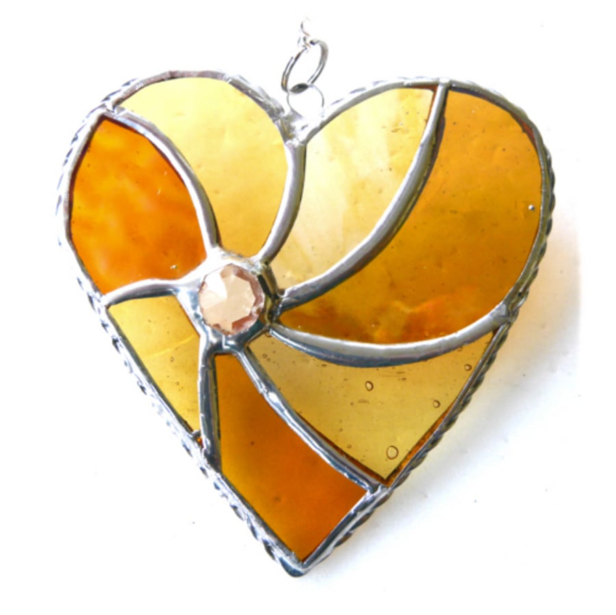 Gold Swirl Heart Stained Glass Suncatcher 088 Golden Wedding