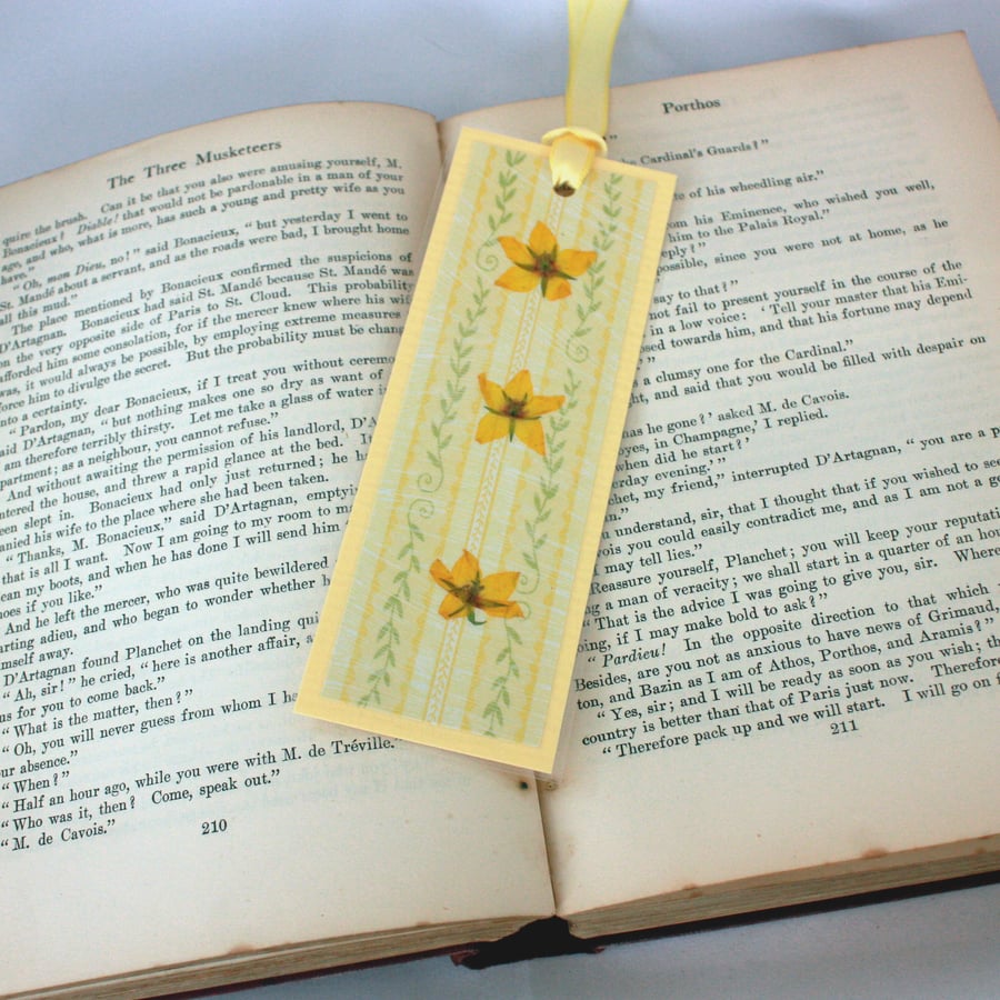 Handmade pressed flower laminated bookmark
