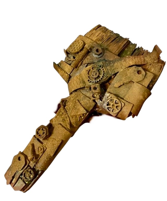 The Collector's Brush Steampunk Assemblage Sculpture with Vintage Watch Parts