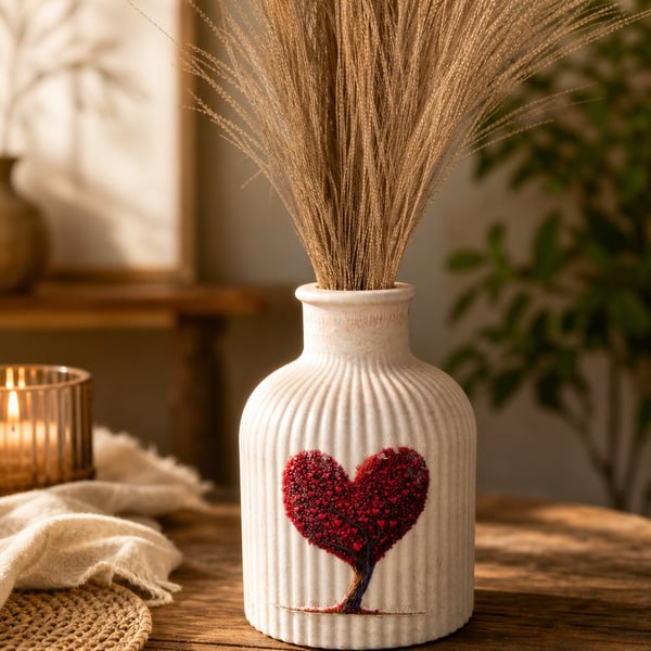 Handmade Eco Resin Ribbed Vase – Coffee Finish. Minimalist Home. Decor Gift Idea
