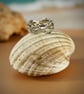 Silver And Gold Wave Ring With Diamonds And Garnets