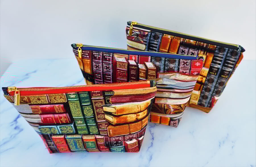 Book themed cosmetics purse, coin purse, gift for book lover, gift for reader, g