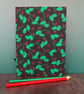 Handbound A5 Green & Red Vintage Fabric Holly Leaf Sketchbook, Notebook, Journal