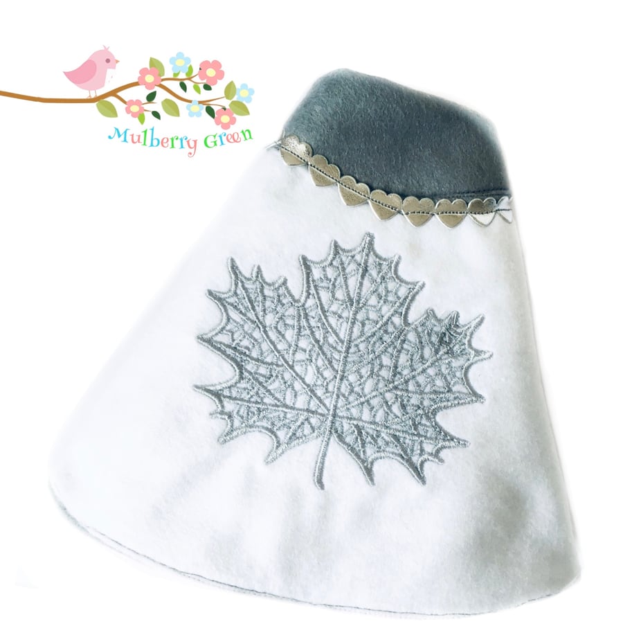 SALE ITEM  - Silver Grey and White Leaf Embroidered Cape