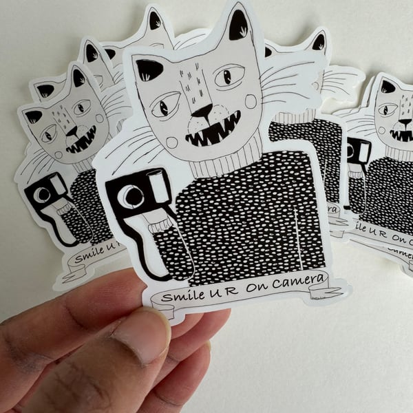 Sticker Smile Encouragement Cat Owl Glossy