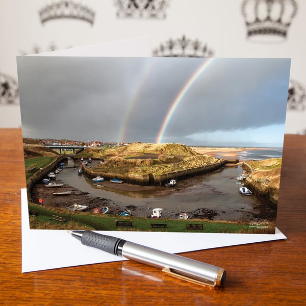 Newcastle, Rainbows End Seaton Sluice, Greetings Card - Blank Inside - Birthday 