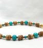 Coconut Shell Beads & Turquoise Bracelet - Image 3