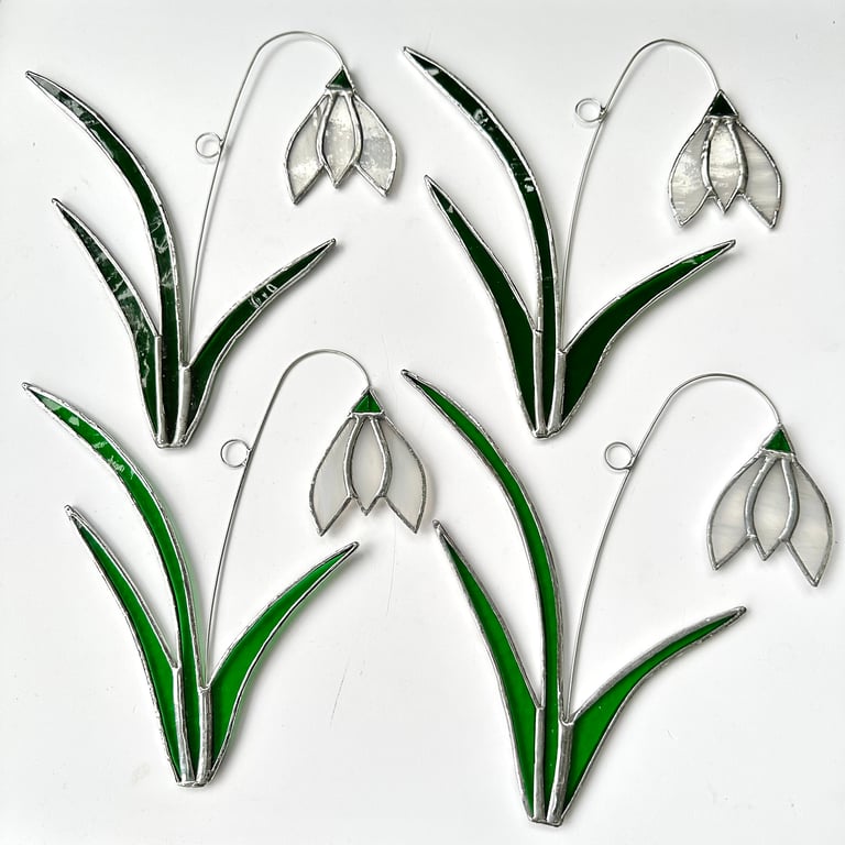 Stained Glass Snowdrop Suncatcher - Handmade Hanging Decoration