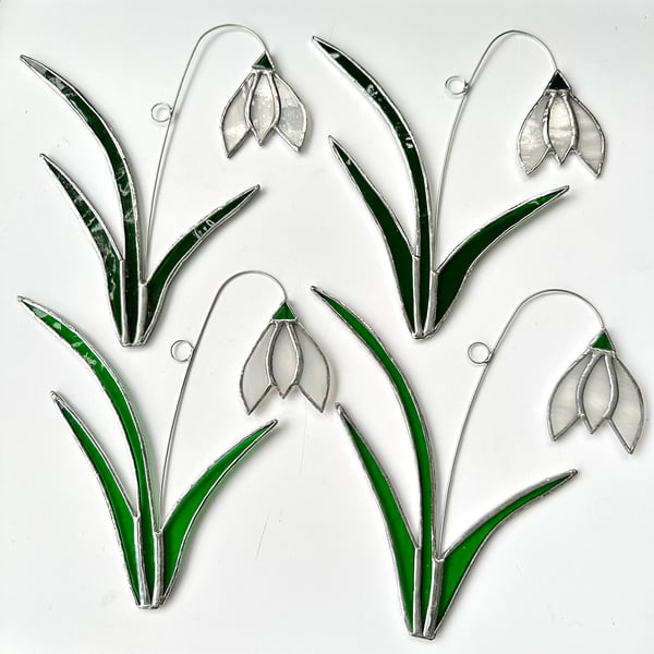 Stained Glass Snowdrop Suncatcher - Handmade Hanging Decoration