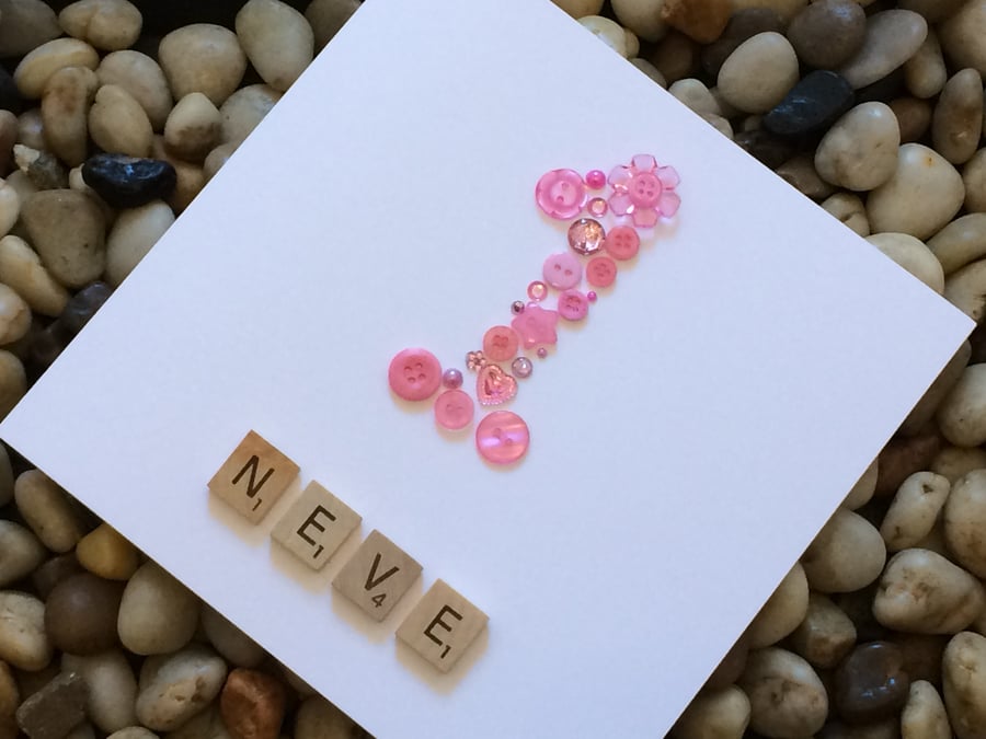 Personalised 1st Birthday Card, Handmade 1st Birthday Card, First Birthday Card