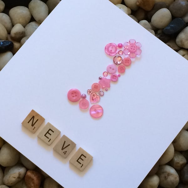 Personalised 1st Birthday Card, Handmade 1st Birthday Card, First Birthday Card