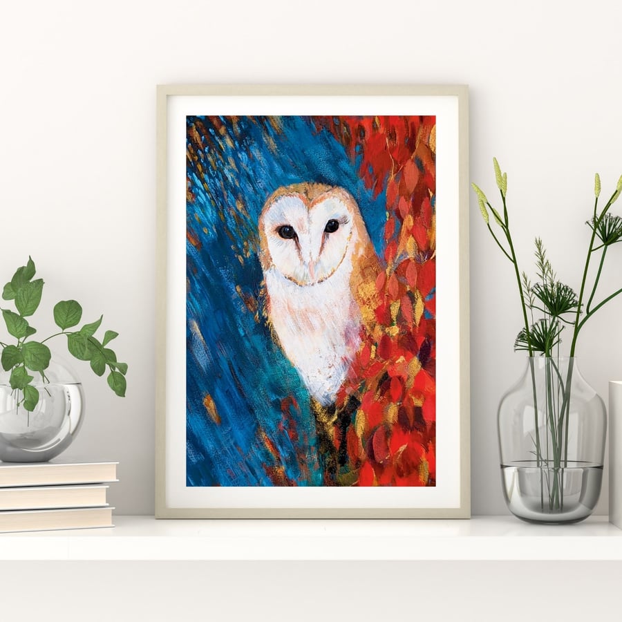 Owl Art Print -  Barn Owl Art 