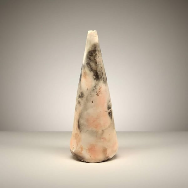Conical, ornamental hand made pottery, ceramic, bottle