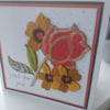 Red rose embroidered just for you card