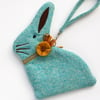 Turquoise Tweed Bunny Purse