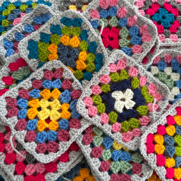  Handmade Crochet Granny Squares - Pack of 8 