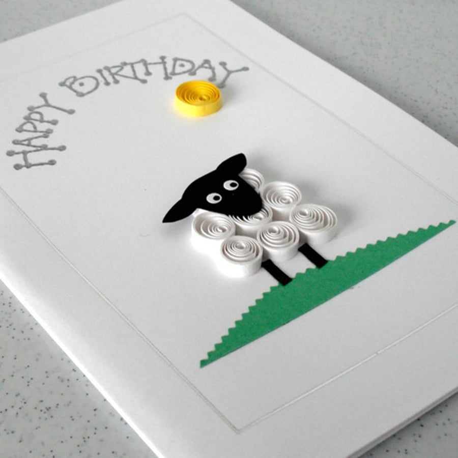 Birthday card - quilled sheep