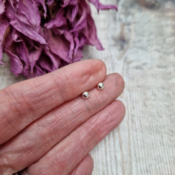Sterling Silver 3mm Pebble Ball Stud Earrings - JBJ3032