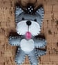Dog Grey & White Felt Keyring - Bag Charm - Image 1