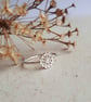 Silver Flower Stacking Ring with Hammered Band - Sterling and Fine Silver - Image 5