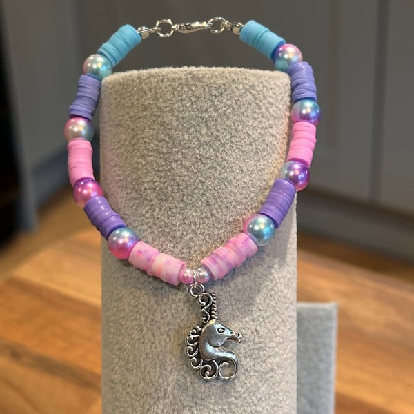 Unique Handmade bracelet with charms - magical unicorn
